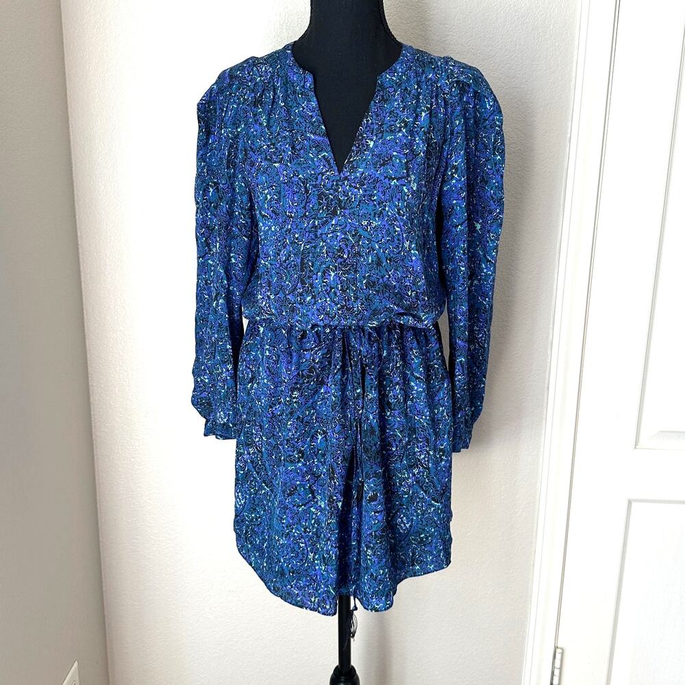 Rebecca‎ Taylor blue paisley silk shirt dress, size 4, work wear, timeless